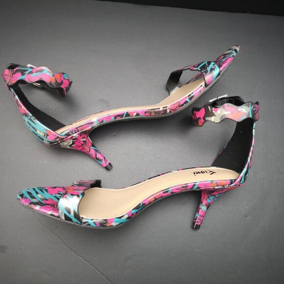 Fioni Ladies Size 8 Pink Blue Black & Grey Faux Leather Sandals - Picture 4 of 9